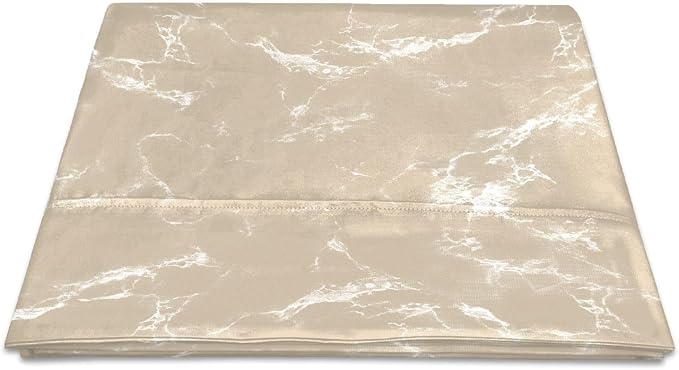 Pizuna Pure 100% Cotton Flat Sheets Only Twin XL Marble Taupe (1 PC), Luxurious 400 Thread Count Long Staple Cotton Sateen with 4" Hem (Combed Twin XL Flat Sheet Only Cotton) by Pizuna