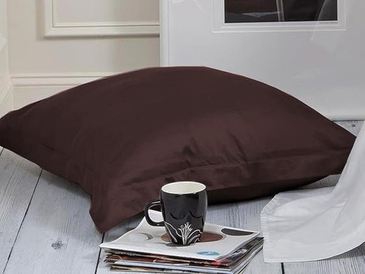 100% Cotton Sateen Pillow Cases Covers - Set of 4 with Zipper Closure (Square - 14 inch x 14 inch, Chocolate) by Unknown