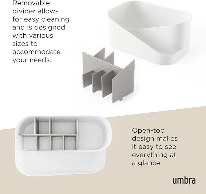 Umbra Glam Cosmetic Organizer, Versatile Storage Container With Removable Insert for Bathroom, Office and More, White - Image 5