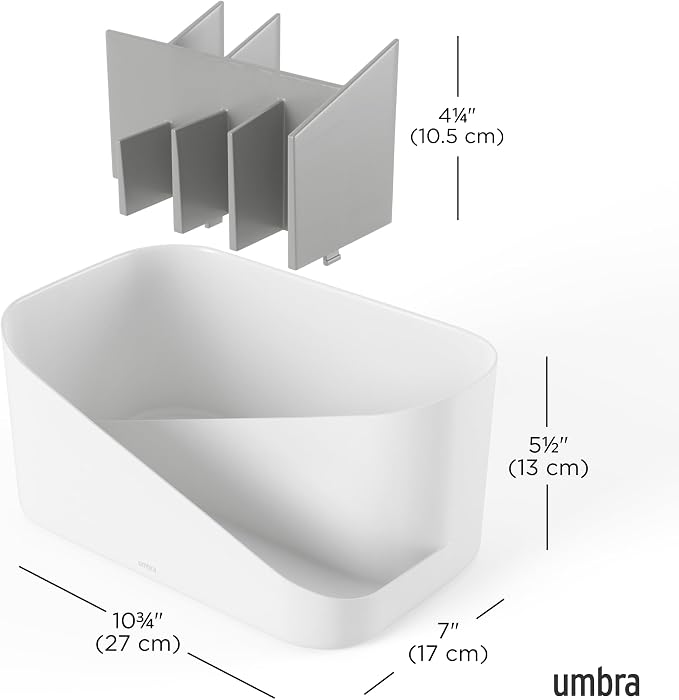 Umbra Glam Cosmetic Organizer, Versatile Storage Container With Removable Insert for Bathroom, Office and More, White - Image 3