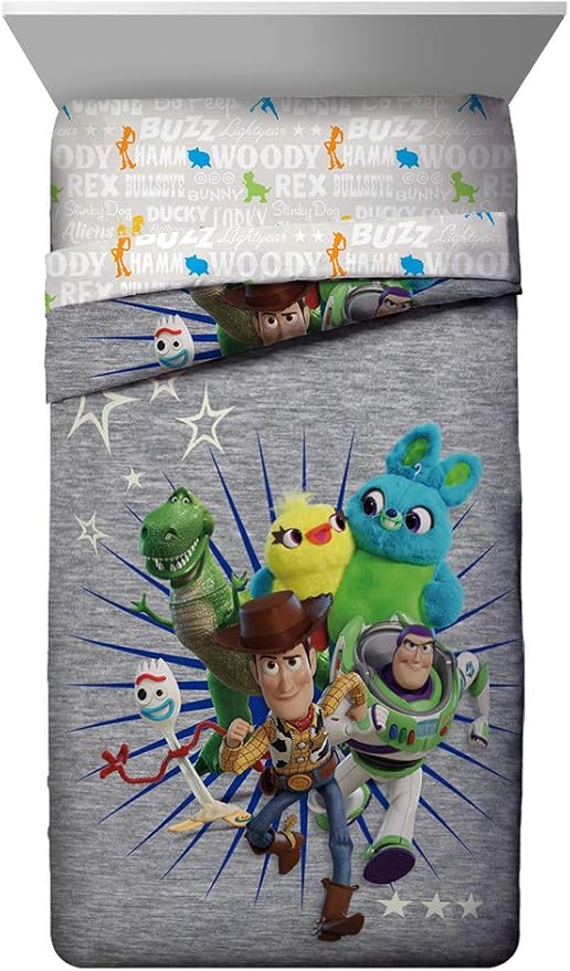 Jay Franco Disney Pixar Story 4 All The Toys Full Bed Set, Blue | Woody Buzz Jessie, Comforter Sheets Shams Pillowcases, Official Brand, Soft Microfiber, Machine Washable, Kids Gift - Image 2