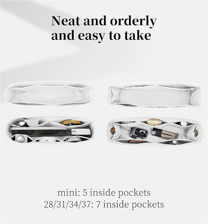 Purse Organizer Insert for Jypsiere 28, Lightweight & Soft Satin Bag Insert with Pockets for Women, Ideal for Travel, Shopping, and Daily Use, Multicolor Options(Blanc, J-28) - Image 2