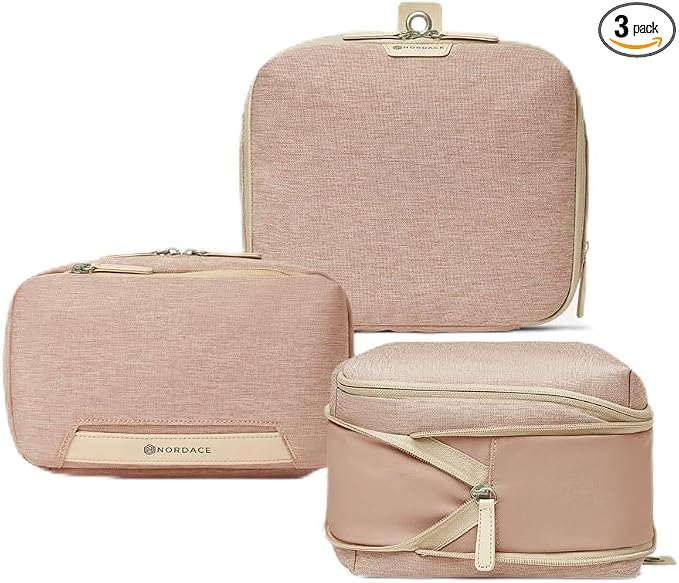 Nordace Travel Packing Organizers Set for Men and Women - 2x Packing Cubes & 1x Wash Pouch - Durable & Water Resistant (Pink) by NORDACE