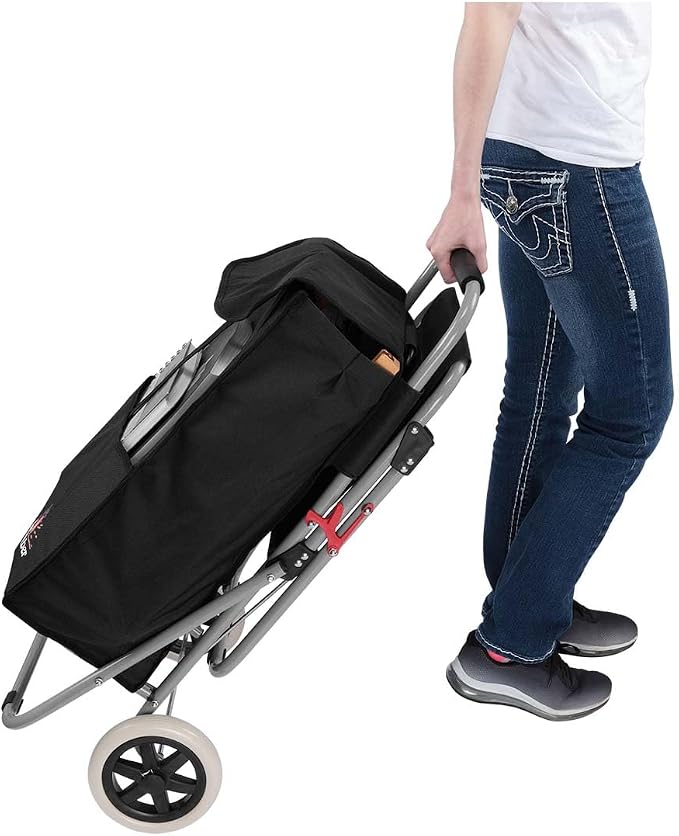 Creative Mark The ArtComber Foldable Chair Cart, Black - Artist Trolley with Adult-Sized Seat, Portable Plein Air Rolling Chairs, Multi Use - Personal Shopping, Groceries, Painting, Travel, Beach - Image 8