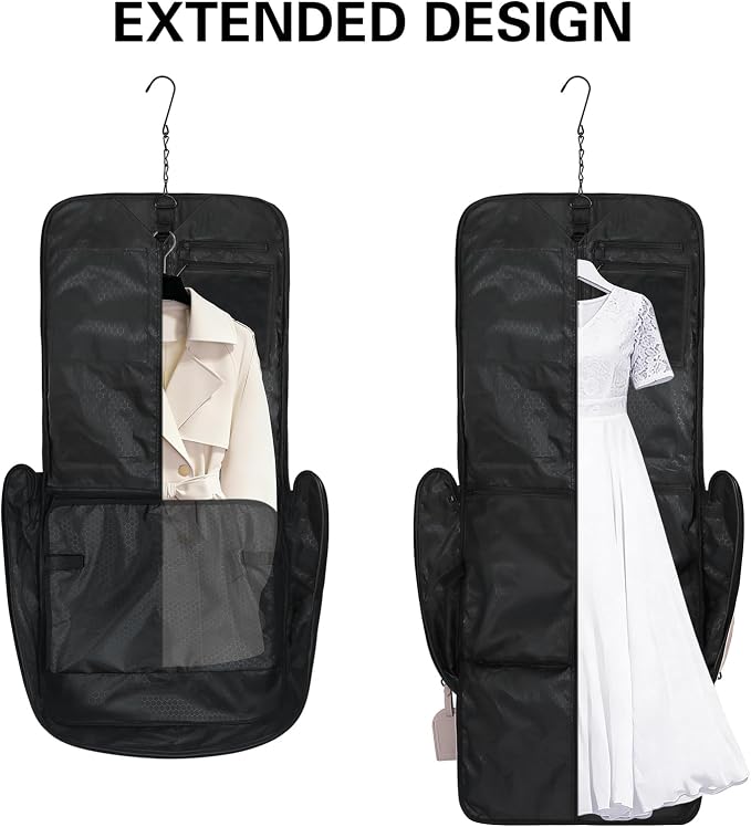 Travel Garment Bag Carry on Suit Bag for Women 51'' Waterproof Garment Bags Dress Bag for Travel Business Hanging Suitcase Luggage Bag with Shoulder Strap free shoe bag Fit 15.6'' Laptop, Pink - Image 6