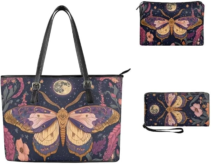 Women Purse Handbags Wallet Sets Leather Shoulder Tote Bag for Women,Top Handle Purse with Wrist Wallet Bag - Image 3