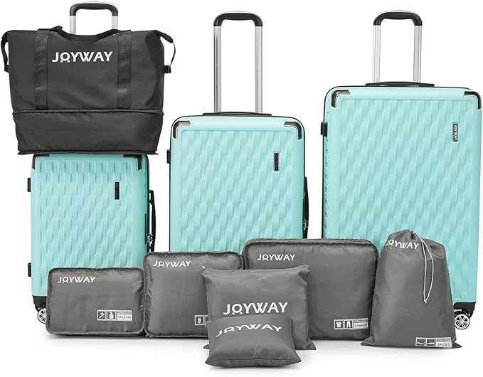 Melalenia Luggage 10 Piece Sets Clearance,Large Travel Suitcase Set Spinner Wheels with TSA Locks,Hard Shell Luggage Sets for Women (10Pcs Green) by Melalenia