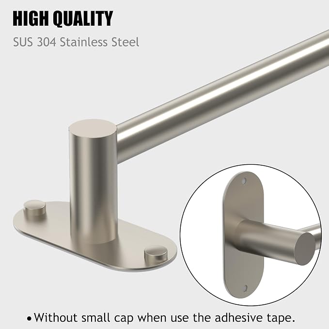 Towel Bar, Adjustable 16.7inch–28.5inch Towel Rack, Self Adhesive Towel Racks for Bathroom Wall Mounted, 304 Stainless Steel Hand Towel Holder, for Kitchen Use (Brushed Nickel, 2Pack) - Image 4