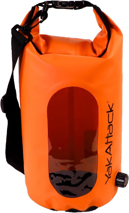 YakAttack 5L Roll-Top Waterproof Dry Bag with Air Valve | Durable & Water Resistant | Compact Storage | Remove Trapped Air | Additional Buoyancy | Dry Bag for Kayaking, Hiking, Boating & Camping by YakAttack