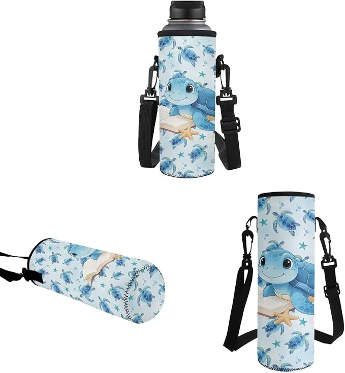 Kids 4 pcs Backpack Set Turtle Print School Supplies School Bags Book Bag with Insulated Lunch Bag Kit Pen Bags Water Bottle Sleeve Set for Kids Girls - Image 5