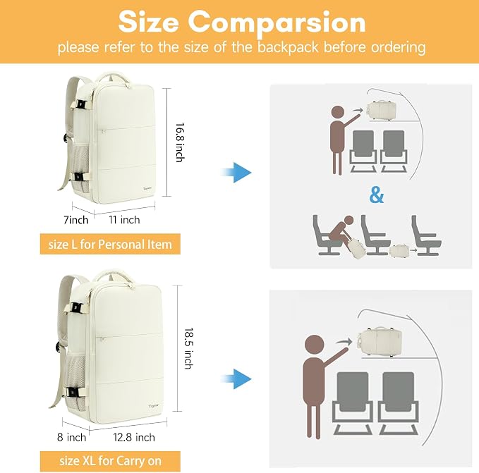 Taygeer Travel Backpack for Women, Carry On Backpack with Shoe Pouch | TSA 15.6" Laptop Back Pack Flight Approved, College Gym Bag Casual Daypack for Weekender Business Hiking, Beige - Image 6