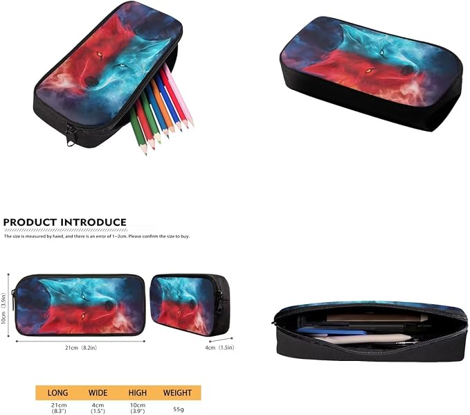 Fire Wolf Backpack for Boys Kids Backpack with Lunch Box Water Bottle Carrier and Large Pencil Case 4PCS Set Bookbag with Front Pocket for School Teens 17 inch Lightweight School Bag for Girls - Image 5