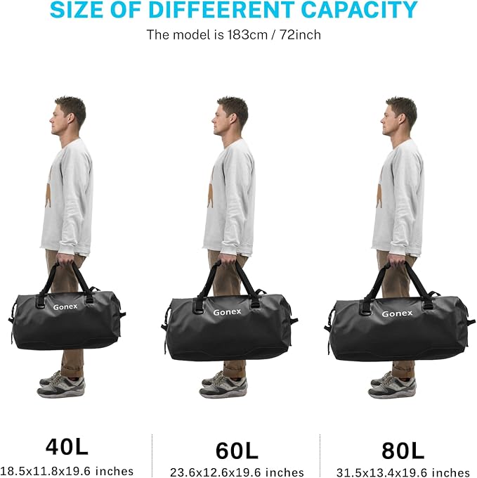 Gonex Extra Large Waterproof Dry Duffel Bag, Roll-Top PVC Gear Bag | Waterproof PVC, Roll-Top Closure, Wet Pocket, Shoulder & Hand Carry, Kayaking, Paddleboarding, Travel - Image 5