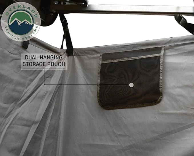 Overland Vehicle Systems HD Nomadic Car Side Shower Room with Black 1000G PVC Travel Cover, Universal L - Brackets, Dark Grey Body with Silver Inner Lining - Image 7