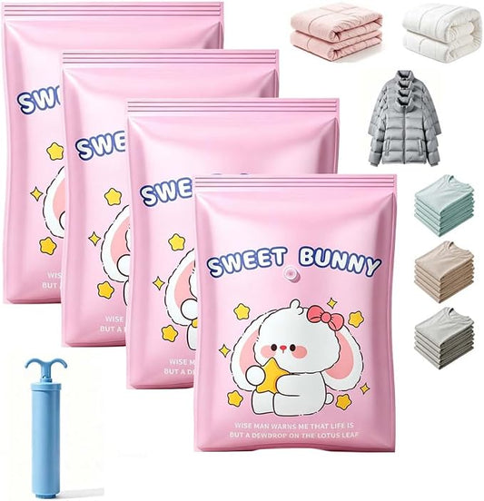 Vacuum Storage Bags with Pump, Thick Space Saver for Blanket & Comforters (4pcs + Vacuum Hand Pump) by VLZLQ