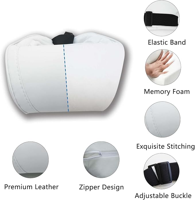 TOPABYTE Memory Foam Car Neck Pillow Seat Headrest for Tesla White, 1 Pack | Travel Head rest Pillow Cushion for Model 3 Model Y Model S Model X Cybertruck Accessories Ergonomic Design Comfortable - Image 6