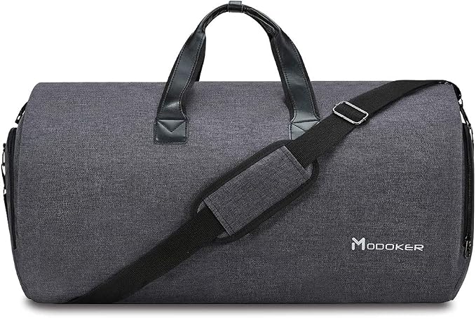 Modoker Convertible Garment Bag with Shoulder Strap, Carry on Garment Duffel Bag for Men Women - 2 in 1 Hanging Suitcase Suit Travel Bags, Black by Modoker