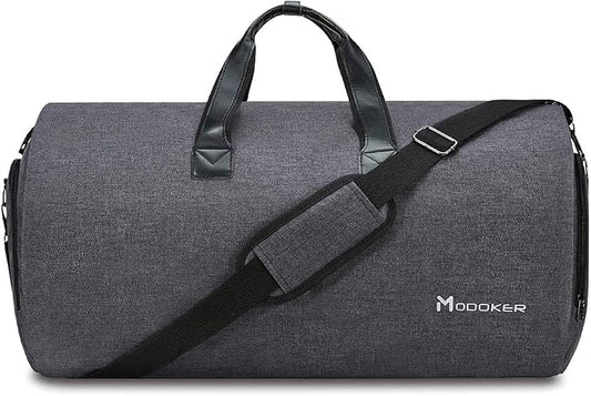 Modoker Convertible Garment Bag with Shoulder Strap, Carry on Garment Duffel Bag for Men Women - 2 in 1 Hanging Suitcase Suit Travel Bags, Black by Modoker
