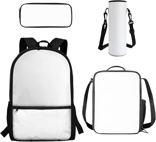 Personalized Backpack with Lunch Box 4 Piece Kids Custom School Bag and Pencil Case and Water Bottle Holder Back to School Accessories 17 Inch Customized Bookbag Add Picture by Dremagia