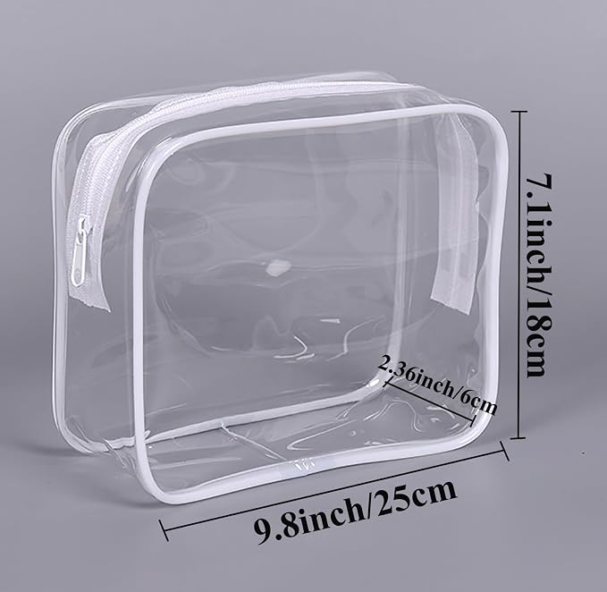 Tergy 20 Pack Clear Cosmetics Bags for Women Men Waterproof Toiletry Bags PVC Makeup Bags Organizer Case with Zipper for Travel Bathroom (20 White(Length 9.8 inch, height 7.1 inch, width 2.36 inch)) - Image 2
