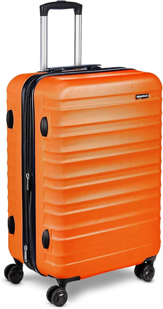 Amazon Basics 26" Hardside Medium Checked Luggage, Expandable Hardshell Suitcase with Wheels, Scratch-Resistant Surface, Four Multi-directional Wheels, Orange by AmazonBasics
