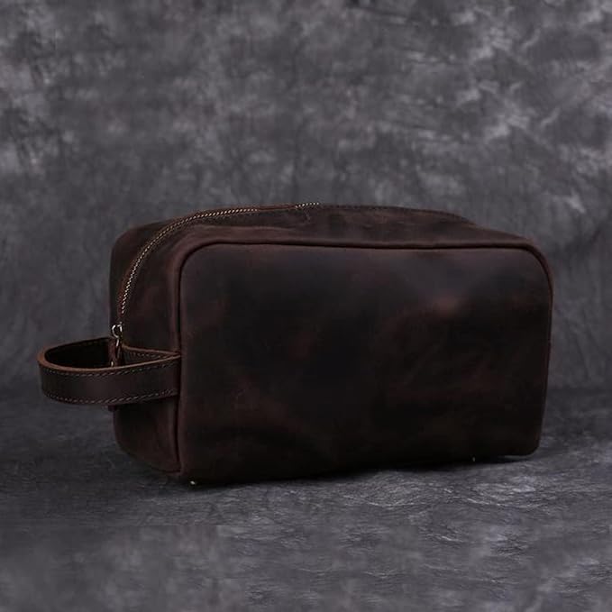 Genuine Leather Toiletry Bag for Men Travel Shaving Dopp Kit-Large Cosmetic Bags Toiletries Bathroom Organizer - Image 7
