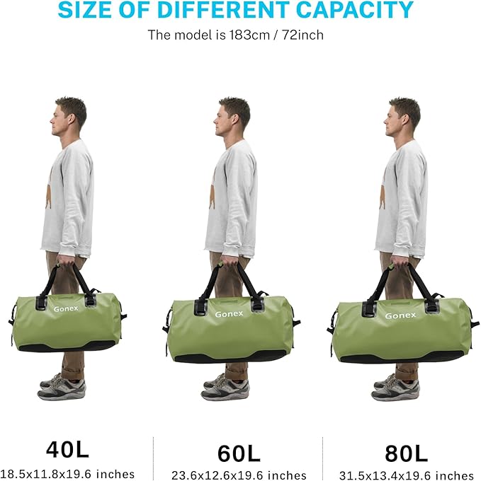 Gonex Extra Large Waterproof Dry Duffel Bag, Roll-Top PVC Gear Bag | Waterproof PVC, Roll-Top Closure, Wet Pocket, Shoulder & Hand Carry, Kayaking, Paddleboarding, Travel - Image 5