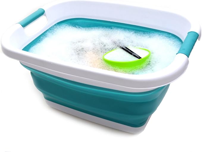 SAMMART Set of 2-25L (6.6 gallon) Collapsible Laundry Basket/Tub-Foldable Storage Container/Organizer - Portable Washing Bin - Space Saving Hamper, Water capacity:20L (5.28 gallon) (2, Bright Blue) - Image 6