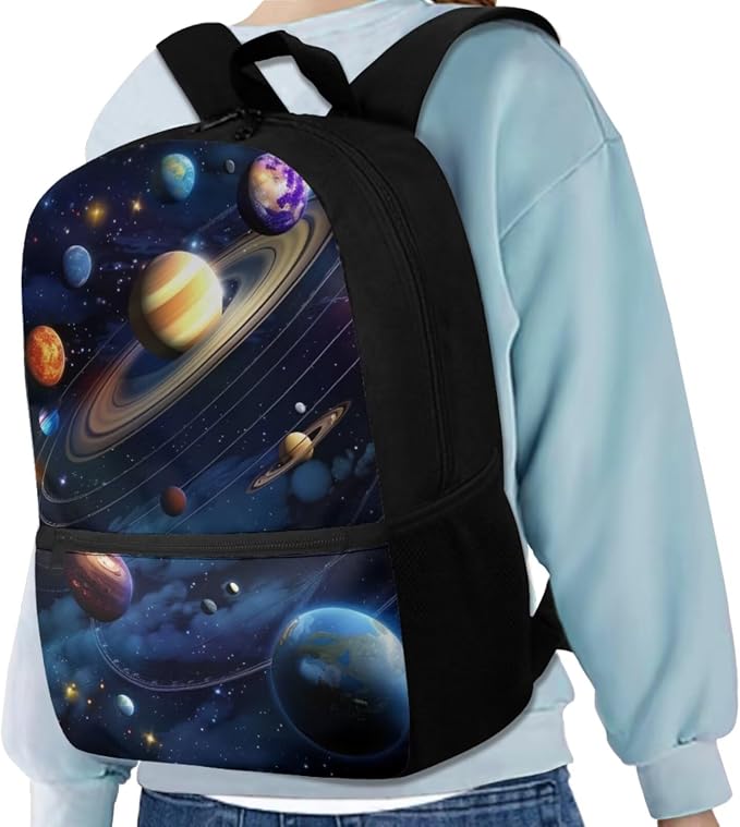 Space Galaxy Backpack for Boys Girls Backpack with Lunch Box Water Bottle Bag and Big Pencil Case 4PCS Set Bookbag with Front Pocket 17 inch Lightweight School Bag with Side Pocket for Kids - Image 2