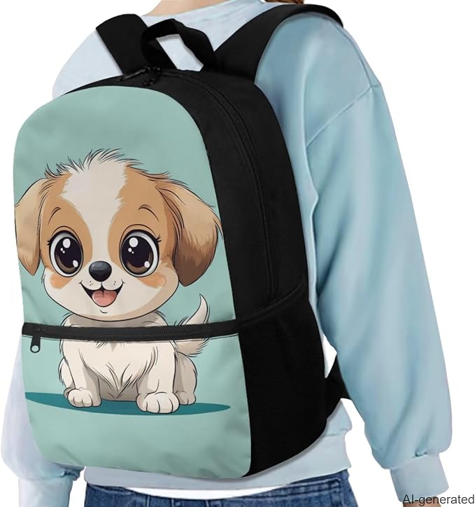 Cute Dog School Backpack for Kids 8-12 Boys and Lunch Bag Multi-Functional 17-Inch Schoolbag Lightweight Bookbag for Boys & Girls, Perfect for Elementary & Middle School - Image 2