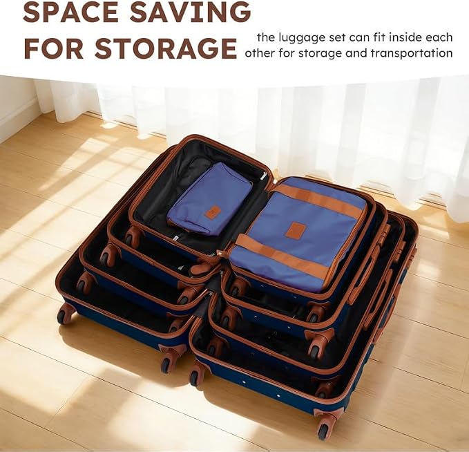 Suitour Luggage Sets 5 Piece, 20, 24, 28 inch Hardside Carry-on and Checked Suitcase Set with Expandable Travel Duffle Bag Sets（Navy Blue） - Image 5