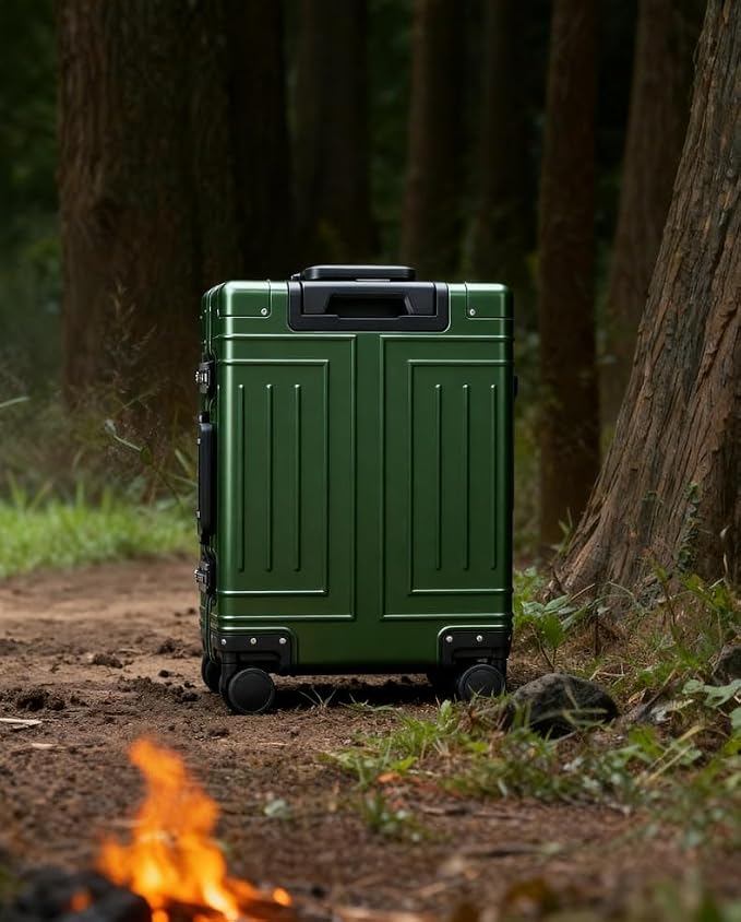 All Aluminum Carry On Luggage，Cut from Whole Aluminum Sheet，22x14x9 Airline Approved ，（3rd Generation，Premium Metal zipperless suitcase ） (green, 26inch) - Image 2