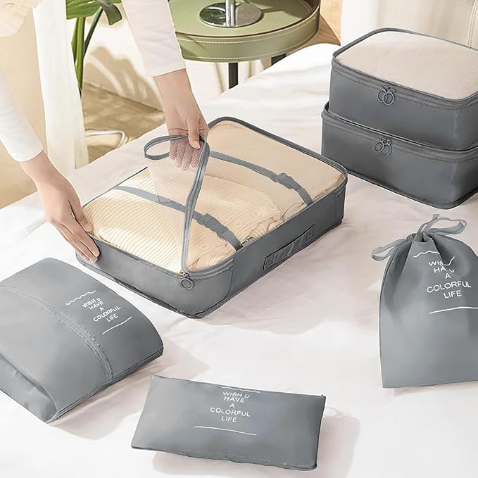 Packing Cubes for Suitcase, 9pcs Travel Luggage Packing Organizers Waterproof Travel Essentials Bag Clothes Shoes Storage Bags, Gray - Image 6