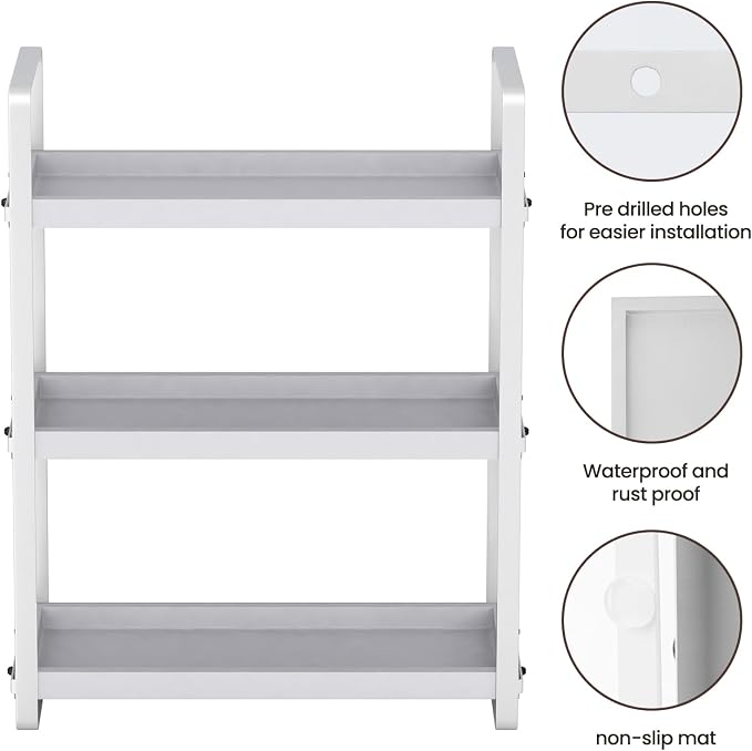 HNRLOY Bathroom Counter Organizer,Bathroom Countertop Organizer,Counter Shelf,Countertop Storage,Organization and Storage,Makeup Shelf,Sink Caddy(Grey 3 Tier) - Image 4
