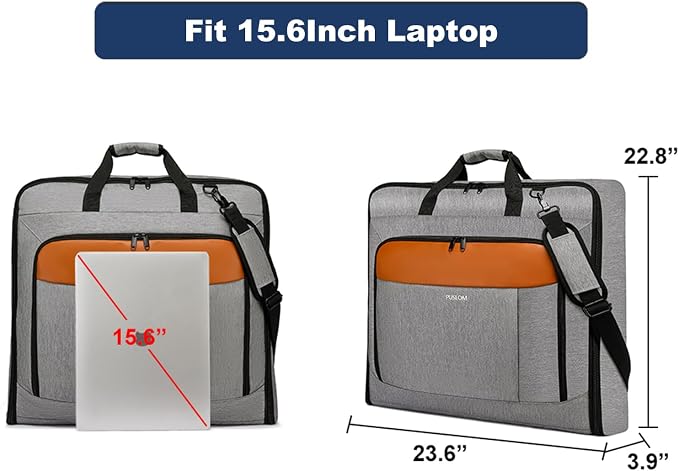 Garment Bag Travel Suit Bag Large 40-Inch Carry on Bag Up to 3 Suits,2 in 1 Hanging Luggage Bags, Fits 15.6Inch Laptop - Image 4