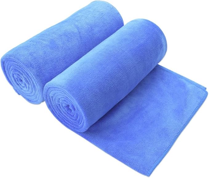 JML Extra Large Bath Sheet Towels, 40" x 80", Blue, Pack of 2 | Microfiber, Hanging Loop, Super Absorbent, Fast Drying, For Adult Sauna Hotel Beach Sports Fitness Yoga by JML