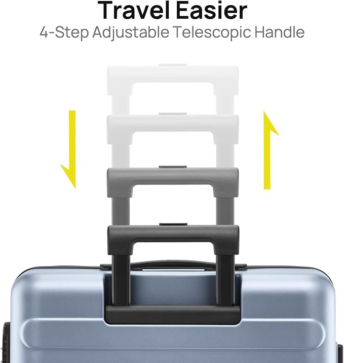 NINETYGO Carry On Luggage 22x14x9 Airline Approved, 20 Inch Luggage with Smooth Spinner Wheels, Lightweight, Hard Shell PC Suitcase Carry-On, Travel Luggage, TSA Approved (Shadow, Rhine Basic) - Image 7
