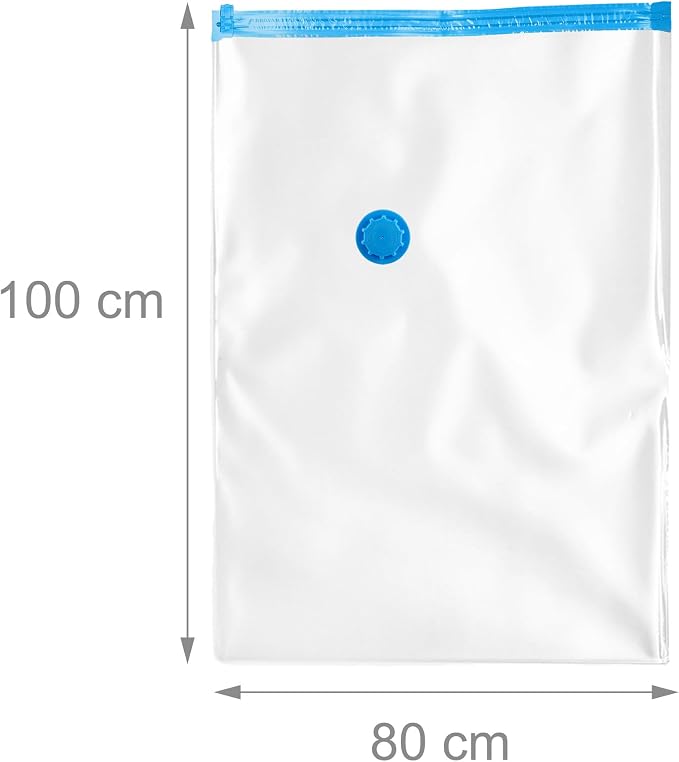 Relaxdays Vacuum Seal Bags, Set of 6, XL Sizes, Storage Protection for Clothes, Plastic, Ventilation, Large, Transparent, 100 x 80 x 0.07 cm - Image 4