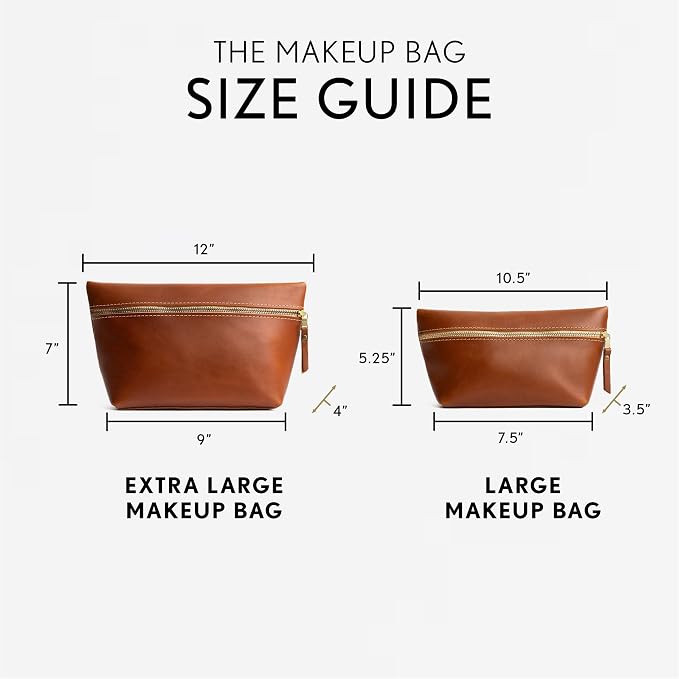 Portland Leather Goods Makeup Bag – Travel Friendly Cosmetic Bag with Zipper Closure for Organizing Makeup & Toiletries – Handmade from the Finest Full-Grain Hides – Large, Honey - Image 4
