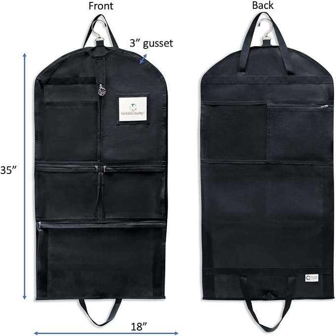 Waterproof Hanging Garment Bag 35 inch Clothes Bag with Gusset, 5 Pockets & Side Zip for Dance Costumes, Theatre, Beauty Pageants & More. Best for younger performers with small costume pieces. - Image 3