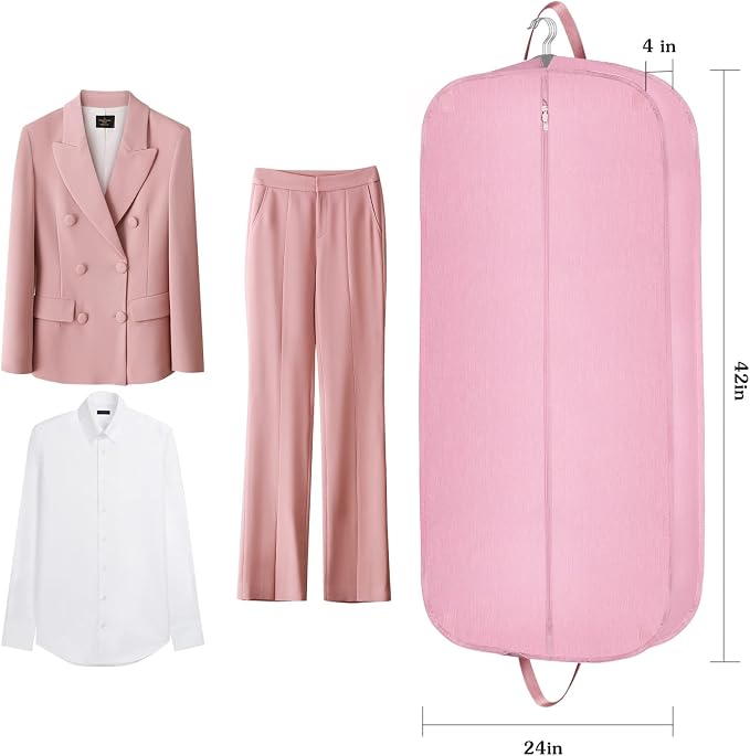 Limoomil Heavy Duty Waterproof Garment Bag for Travel, Tear Resistance Suit Bag for Women Travel for Suits, Tuxedos, Coats, Uniform. Pink, 42 inch… - Image 7