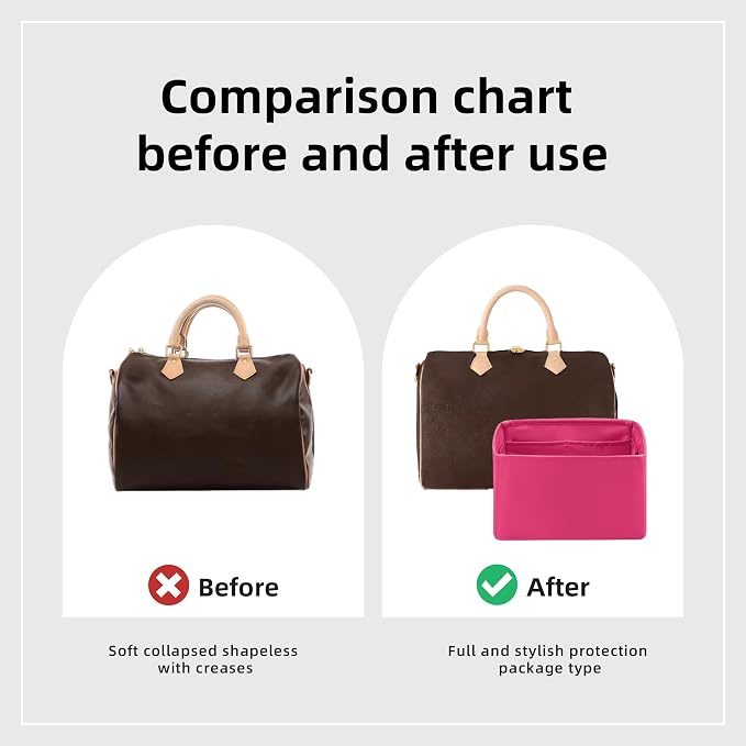 DGAZ Silk Purse Organizer Insert Fits LV Speedy 16/20/25/30/35/40/45 bags，Silky Smooth Bag Organizer，Luxury Handbag & Tote Shaper(Rose pourpre,SP25) - Image 4