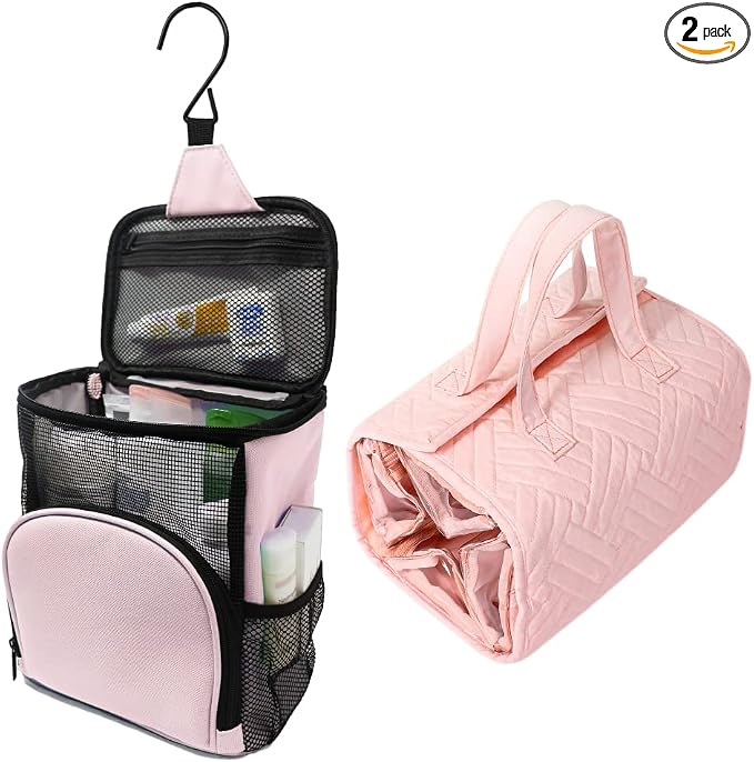 TERRA HOME Travel Essentials Bundle: Portable Shower Caddy & Roll Up Makeup Bag - Perfect for On-The-Go by TERRAHOME