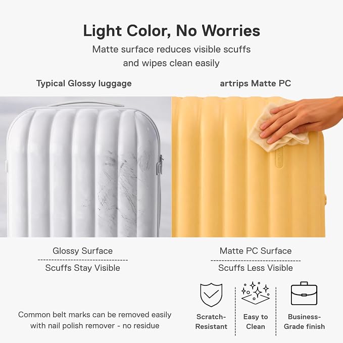artrips Large Checked Luggage 28 Inch, Hard Shell Suitcase with Spinner Wheels, Large Travel Suitcase for Long Trips and Family Travel, Yellow - Image 7
