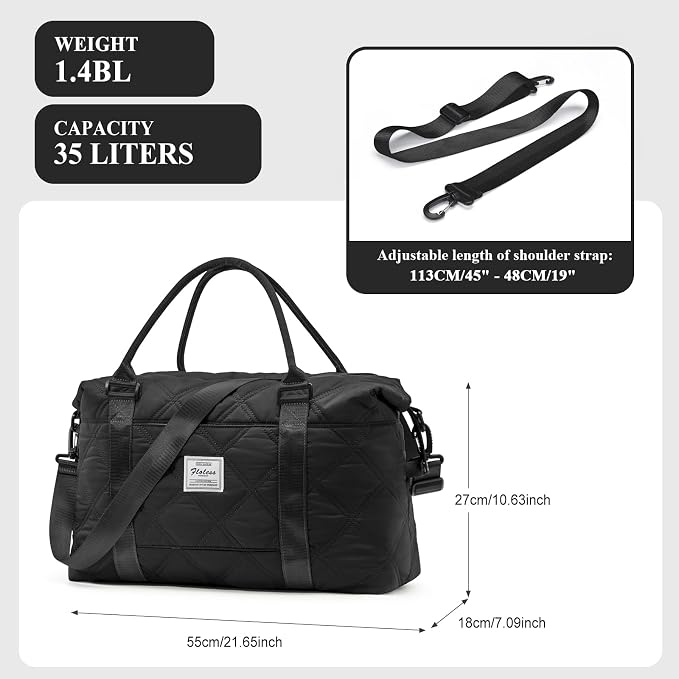 Travel Duffel Bag, Carry On Overnight Weekender Bags for Women | Travel Bag with Wet Pocket & Trolley Sleeve, For Spirit Airlines 18x14x8 Personal Item Bag - Image 3