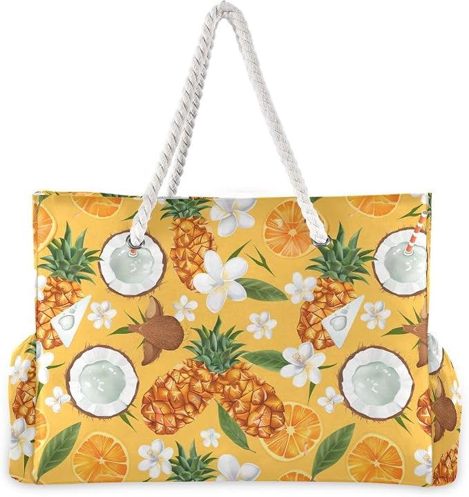 senya Large Beach Shoulder Bags Canvas Tote Water Resistant for Gym Travel Daily - Image 4
