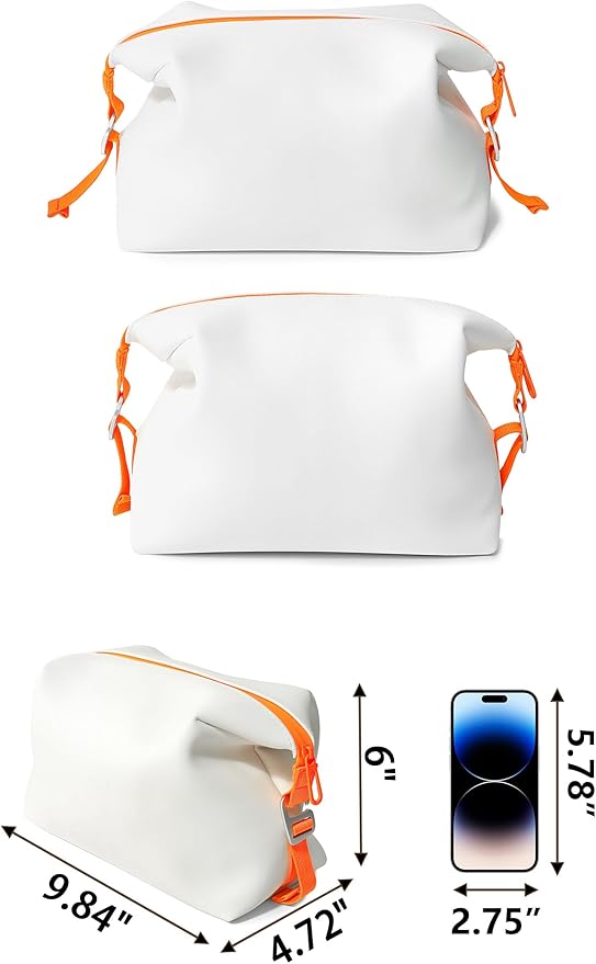 6"x 9.84" 4.5L Large Silicone Toiletry Bag,Waterproof Leakproof Foldable Travel Organizer,Dopp Kit Alternative for Men & Women,White - Image 3