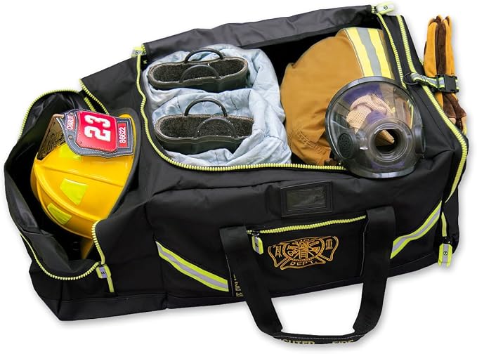 Lightning X Products Fireman Premium 3XL Firefighter Rescue Step-In Turnout Fire Gear Bag With Shoulder Strap & Helmet Pocket (Black) - Image 4