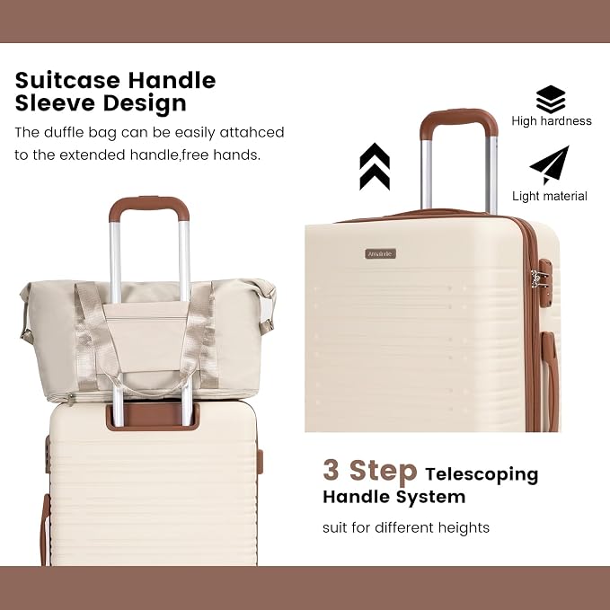Amalodie Luggage Sets 5 Piece Suitcases with Double Spinner Wheel,Suitcase Set ABS Hard Case Luggage with TSA Lock and Durable Waterproof Travel Luggage - Image 5