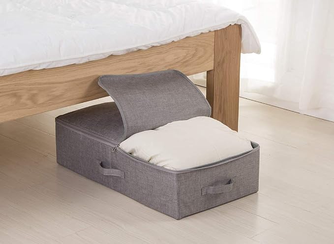 iwill CREATE PRO Pack of 2, Rigid Underbed Storage Boxes with Zip Lid for Clothes, Bedding Sheets, Blankets Organiser, Black Gray - Image 4
